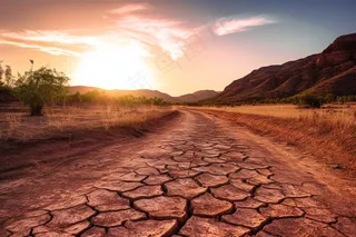 缺水干裂的土地地面干枯摄影图