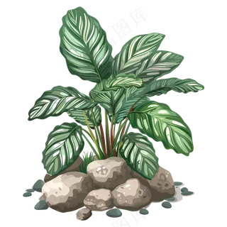 免抠绿植龟背叶