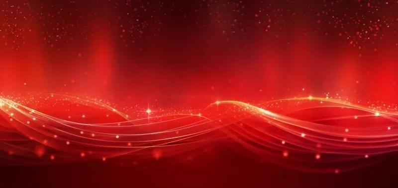 红色喜庆线条曲线科技风粒子流光特效红色展板背景(1584x752)