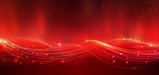 红色喜庆线条曲线科技风粒子流光特效红色展板背景