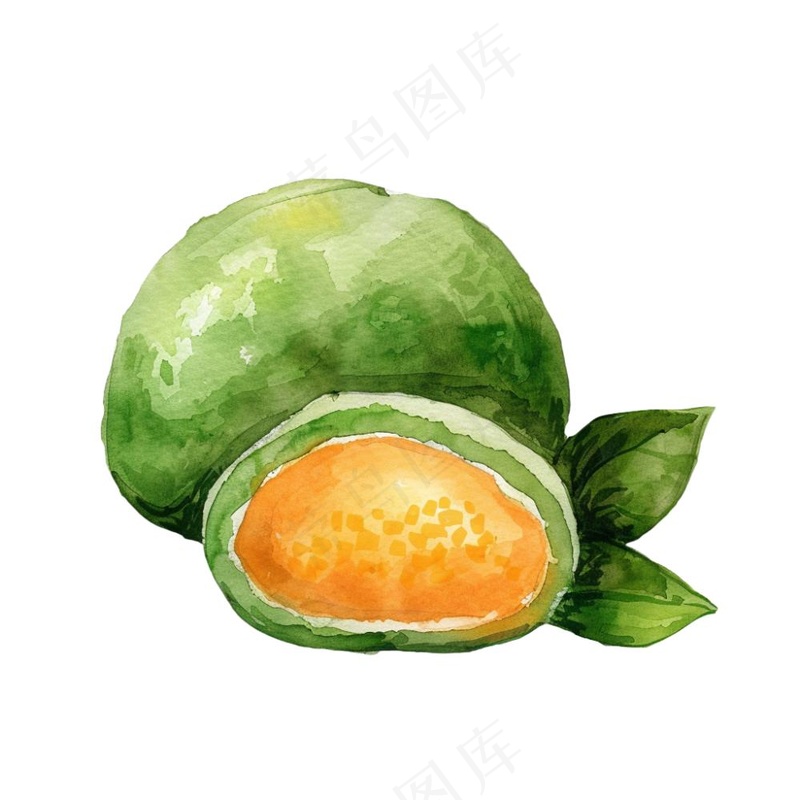 青团艾草清明元素水彩插画免抠(1024x1024)
