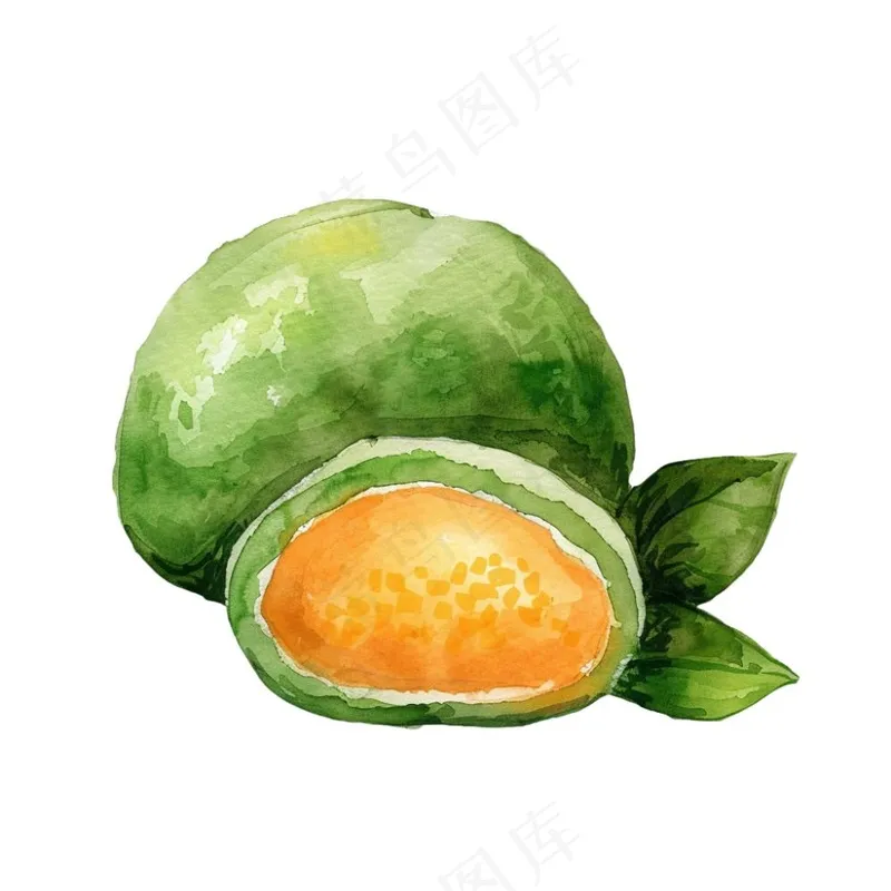 青团艾草清明元素水彩插画免抠(1024x1024)
