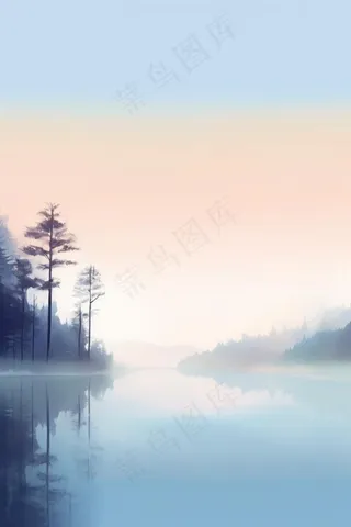 树林冷色雾气背景