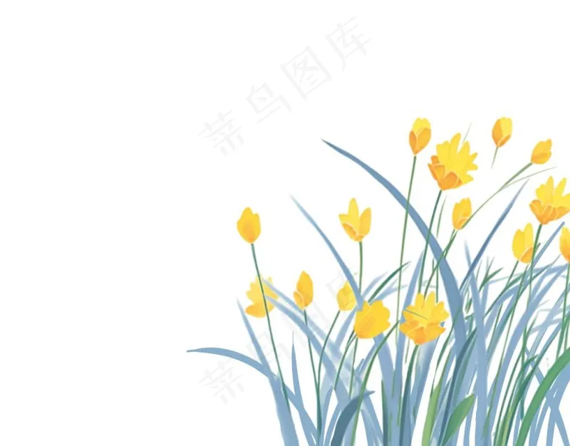 春天花丛草丛卡通插画免抠(1248x976)