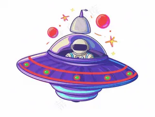 宇宙飞船航空卡通插画免抠