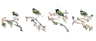 国画水墨风 花鸟 素材4张 免抠 透明底