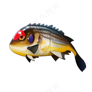 黄色卡通手绘鱼免抠素材43