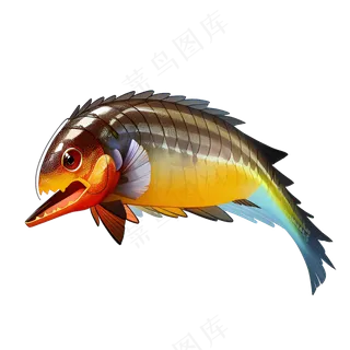 黄色卡通手绘鱼免抠素材4