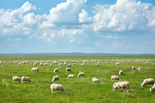 春天草原牛羊内蒙摄影图