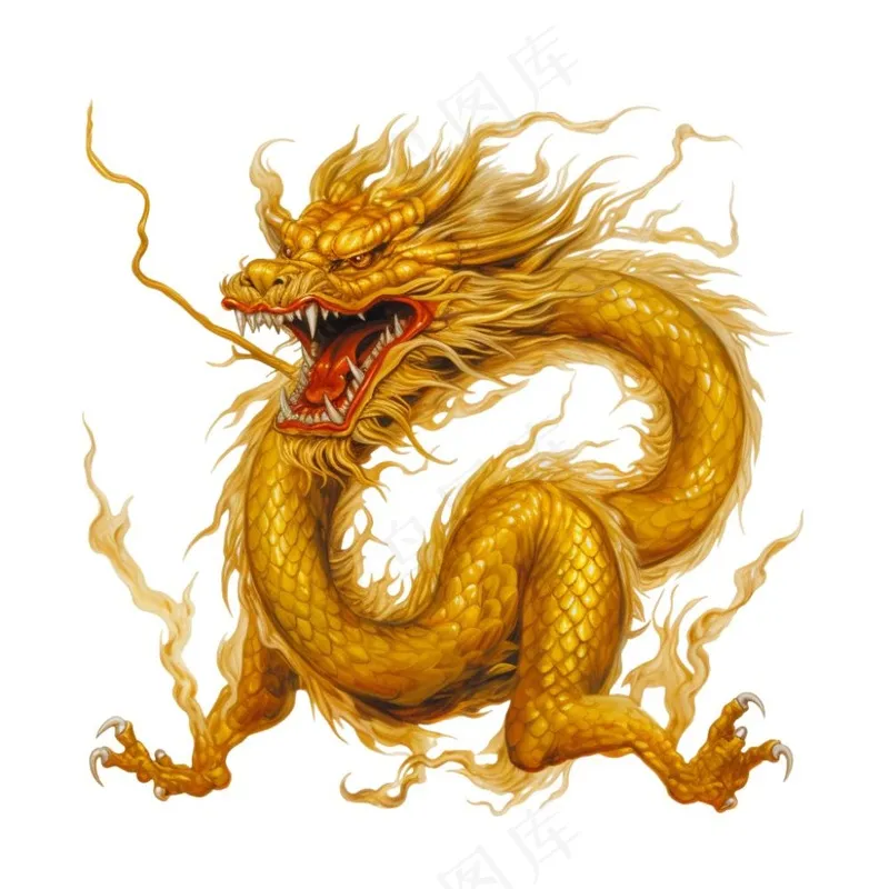 龙金色的龙卡通插画免抠(1024x1024)