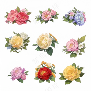 红色黄色粉色玫瑰花免抠素材44