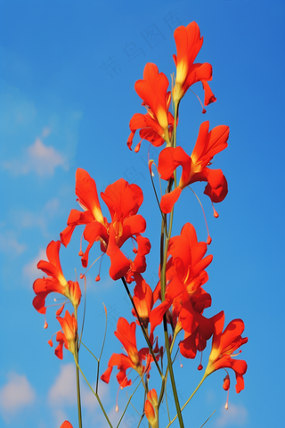 春天红色喇叭花摄影图