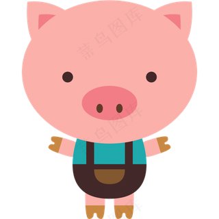 免抠卡通粉色大头小猪