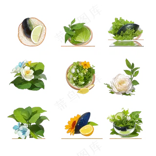 绿色手绘水果养生菜免抠素材86