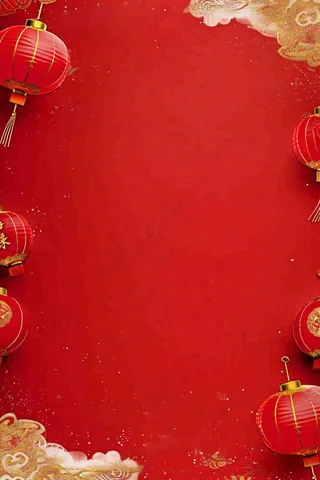 红色节日新年春节活动灯笼金边喜庆氛围中国红背景