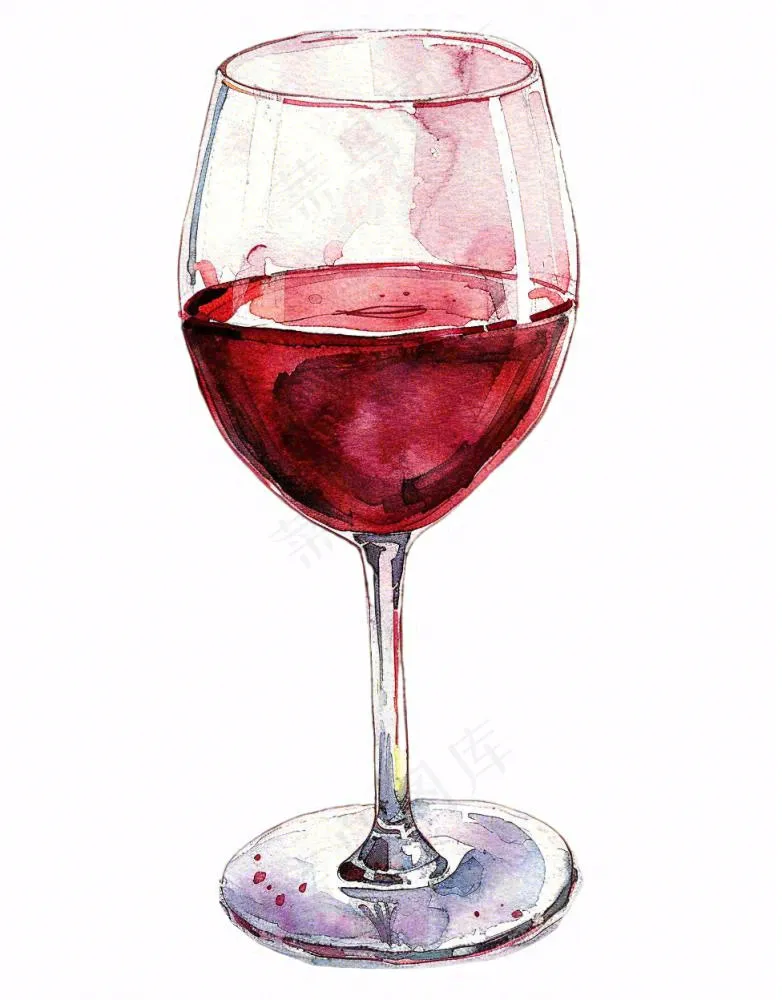 红酒杯高脚杯水彩画插画免抠(976x1248)