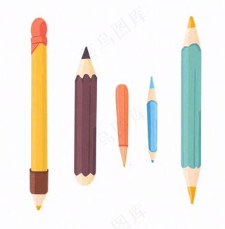 铅笔钢笔学习工具文具卡通插画免抠