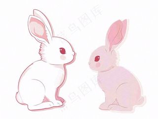 小白兔动物卡通插画免抠
