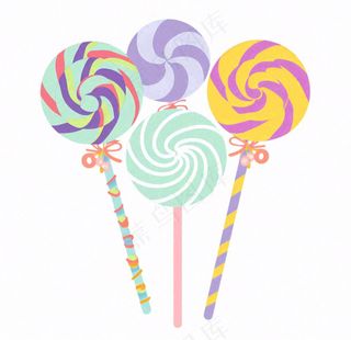 彩色棒棒糖卡通插画免抠