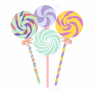 彩色棒棒糖卡通插画免抠