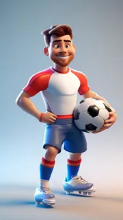 3D卡通人物C4D足球运动员男士4