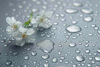 雨天掉落的白色花朵雨水谷雨寒露摄影图