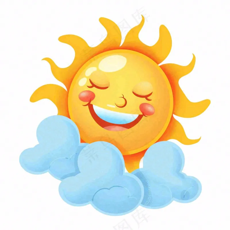 太阳云朵晴天天气卡通插画免抠(1024x1024)