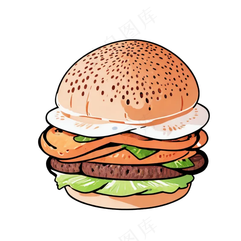 汉堡多层简约插画清新可爱食物