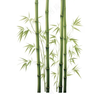 竹子竹叶竹林绿色卡通插画免抠