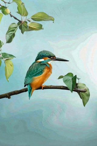 春天树枝上的小鸟春意立春惊蛰春分背景