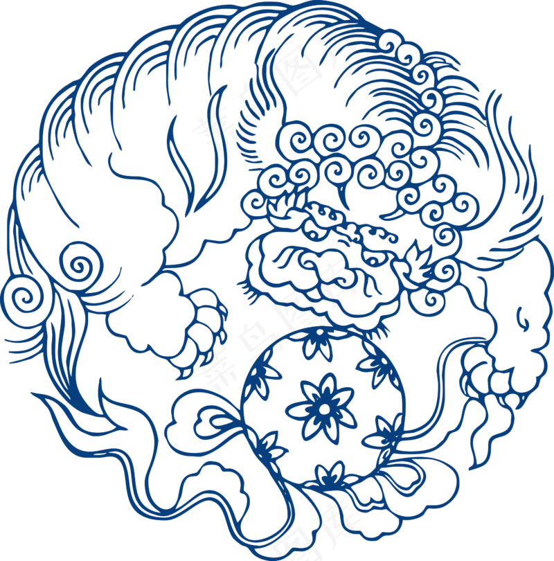 古代青花瓷图案花纹中国风图案祥云纹理传统图腾矢量AI设计免扣素材