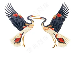 仙鹤祥云古风国潮插画免抠