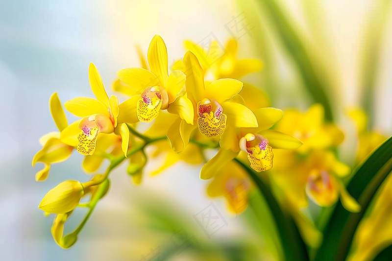 兰花黄色花朵蕙兰摄影图(4032x2688)
