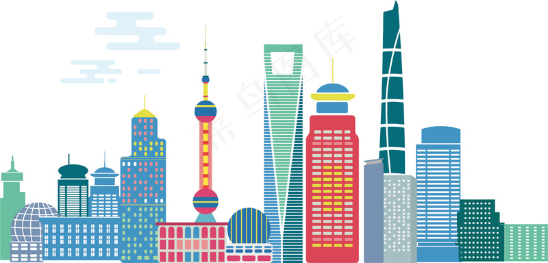 上海地标建筑矢量图ai矢量模版下载