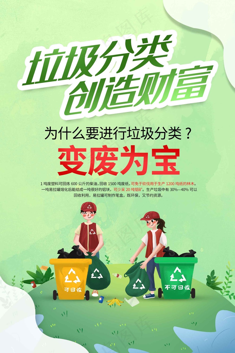 垃圾分类公益社会海报psd模版下载