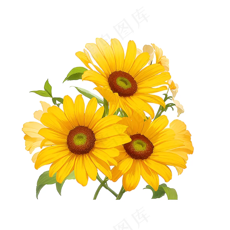 黄色向日葵花朵免抠素材41