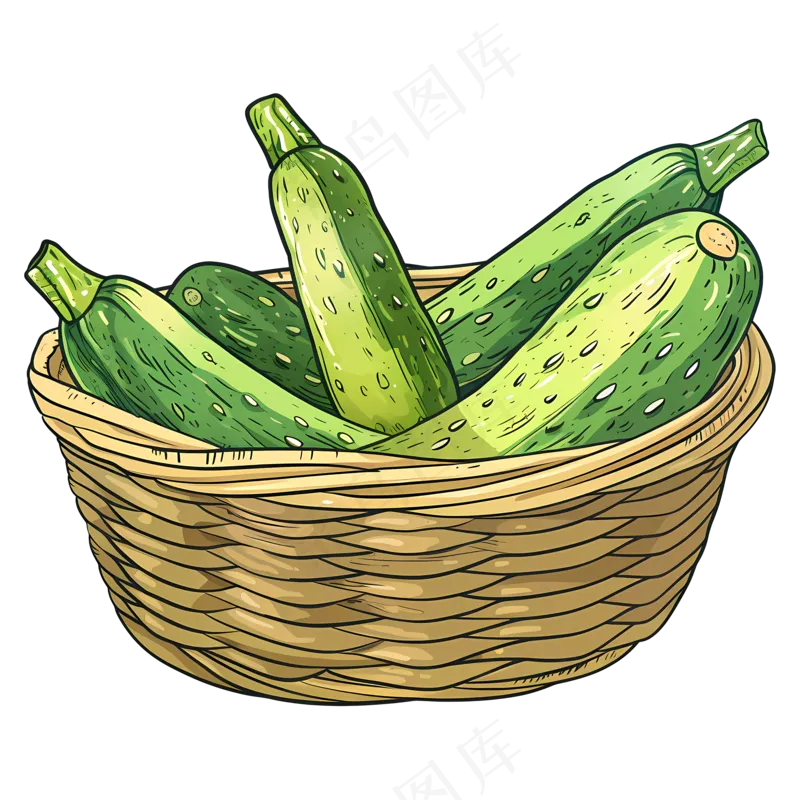 免抠一篮子卡通黄瓜