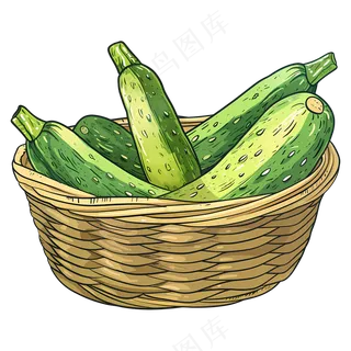 免抠一篮子卡通黄瓜