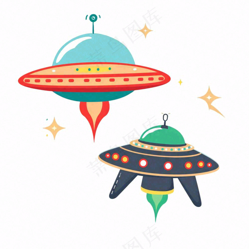 宇宙飞船太空卡航空通插画免抠(1024x1024)