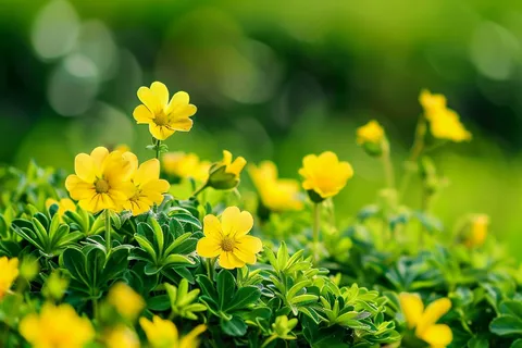 春天黄色小花朵绿色草丛摄影图 春天黄色小花朵绿色草丛摄影图