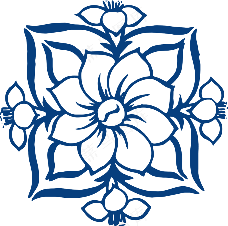 古代青花瓷图案花纹中国风图案祥云纹理传统图腾PNG免扣素材