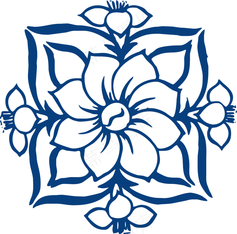 古代青花瓷图案花纹中国风图案祥云纹理传统图腾PNG免扣素材