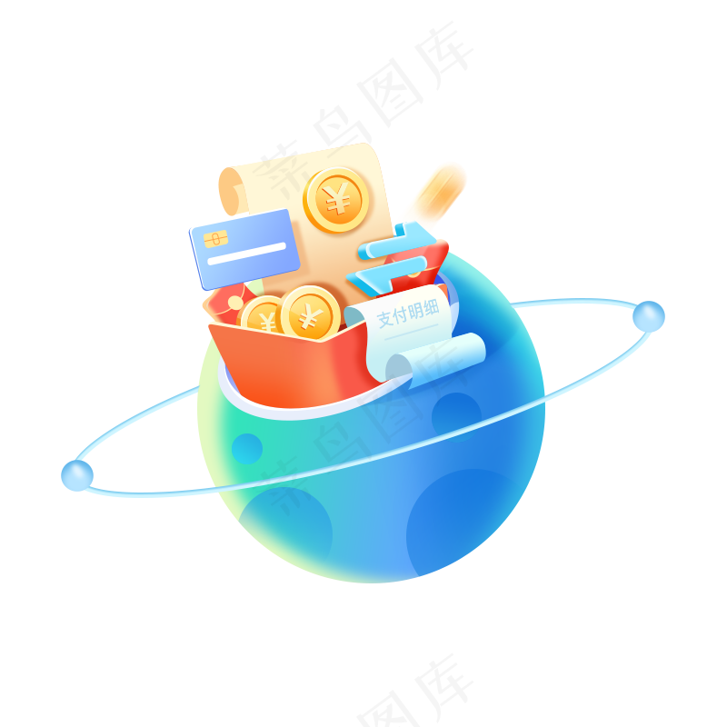 蓝色简约风星球图标