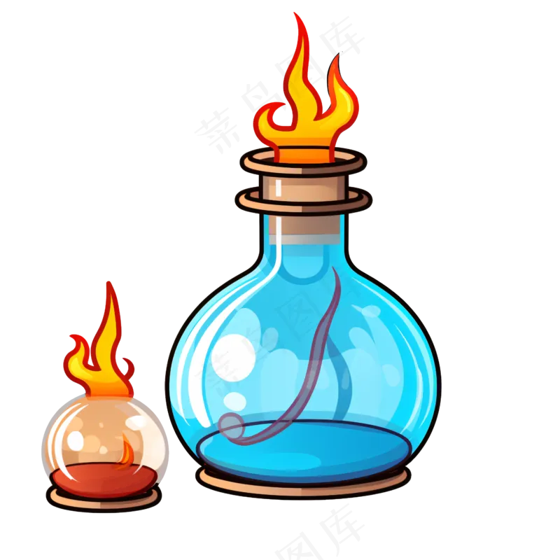 卡通手绘化学酒精灯线条插画矢量装饰元素psd模版下载