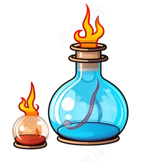 卡通手绘化学酒精灯线条插画矢量装饰元素
