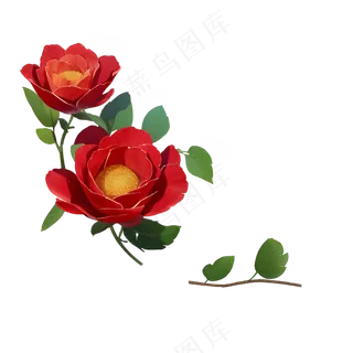 红色 海棠花 手绘 免抠 素材31