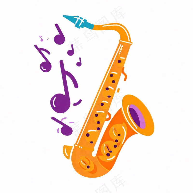 萨克斯乐器卡通插画免抠(1024x1024)