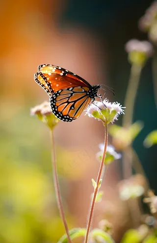 花间舞者：橙色与紫色的浪漫邂逅