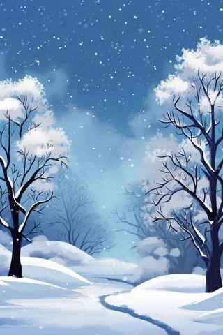 清新蓝色雪景背景