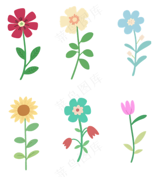 扁平花卉一组3 透明底免抠